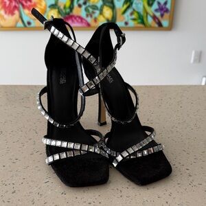 Michael Kors Black Heels with Silver Detailing